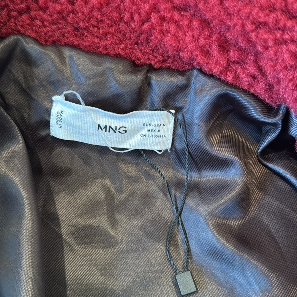 Mango! Faux shearling oversized coat. Burgundy Size M - Picture 7 of 7